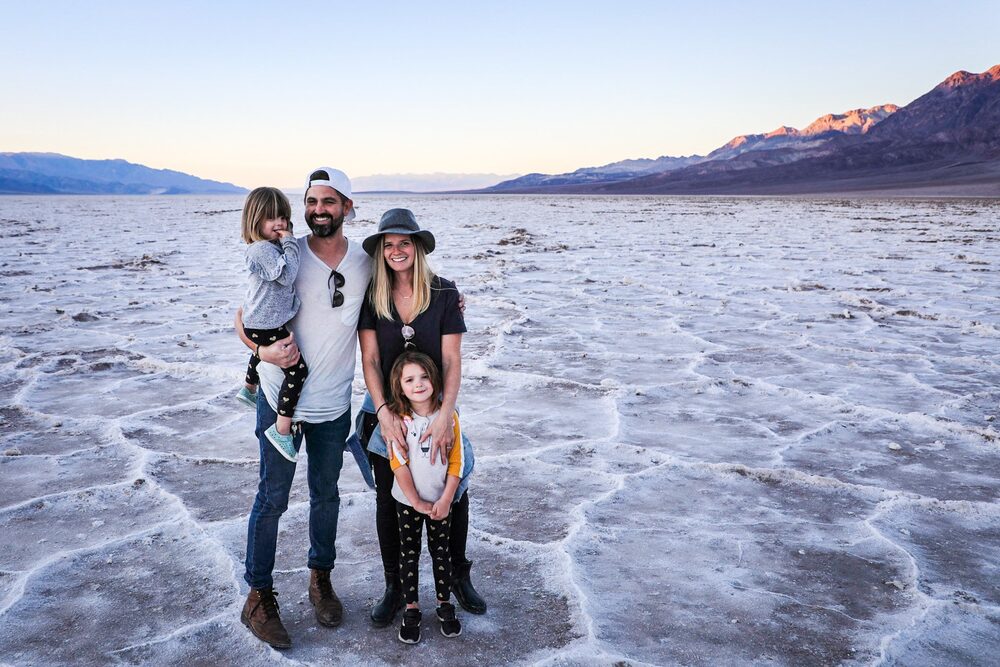 The Judge family traveling in California