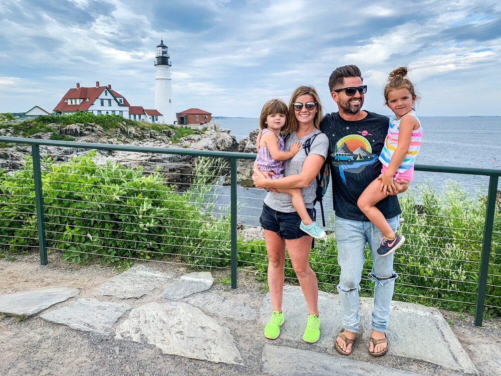 The Judge family traveling in Maine